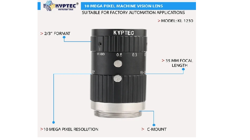 35 MM 10 Megapixel Machine Vision Lens for 2/3-Inch Industrial Cameras