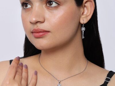 Pure Silver Key Jewelry Set with Dazzling Cubic Zirconia