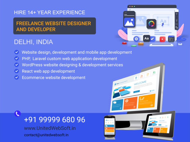 Hire best affordable web designer, developer freelancer from Delhi, India at UnitedWebSoft.in