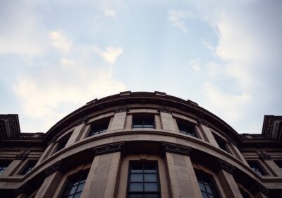 A-low-angle-dramatic-shot-of-income-tax-slab-2025-viewed-from-below-emphasizing-its-height-and-grandeur