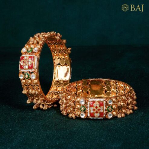 Shop Exquisite 22K Gold Kundan Bangles | BAJ