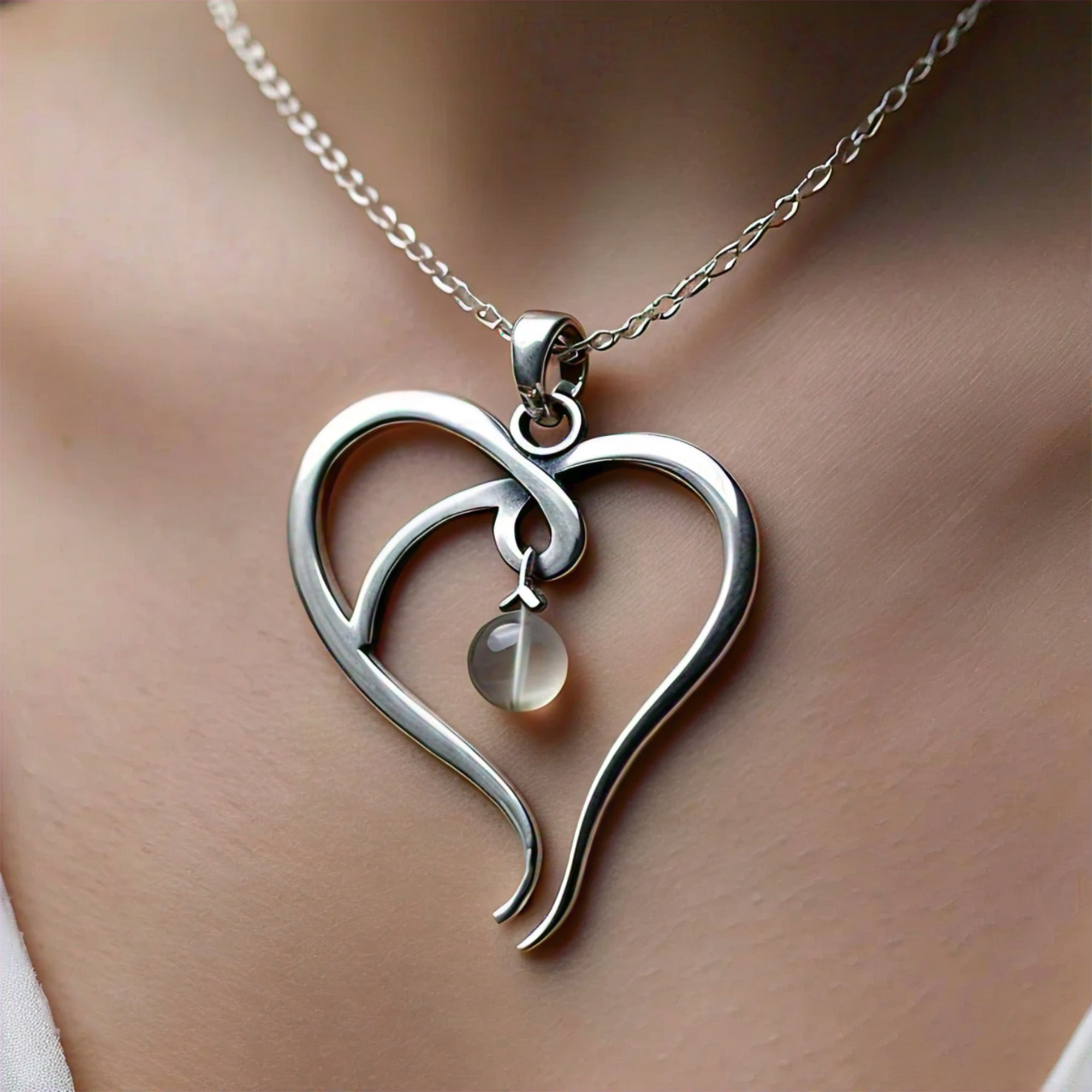 Devi Sterling Silver Handmade Open Heart Pendant