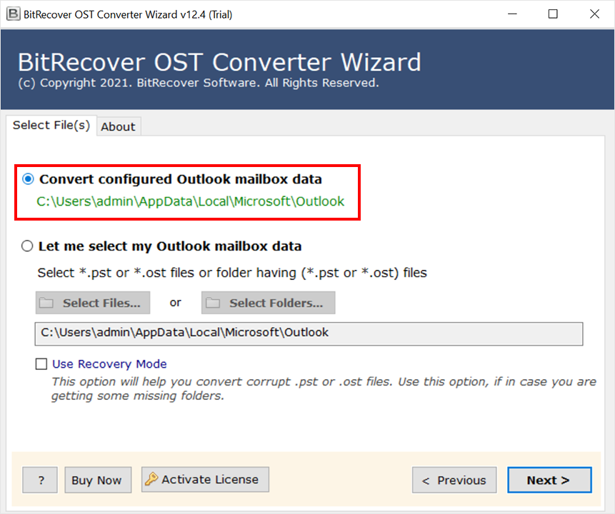 BitRecover OST to PST Converter