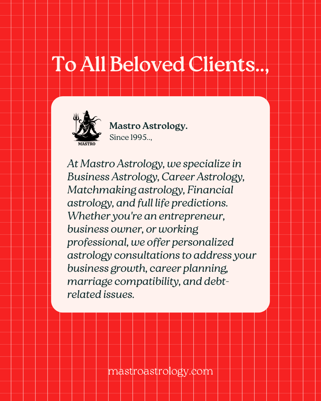 Mastro Astrology – Struggling in Business, Career ?