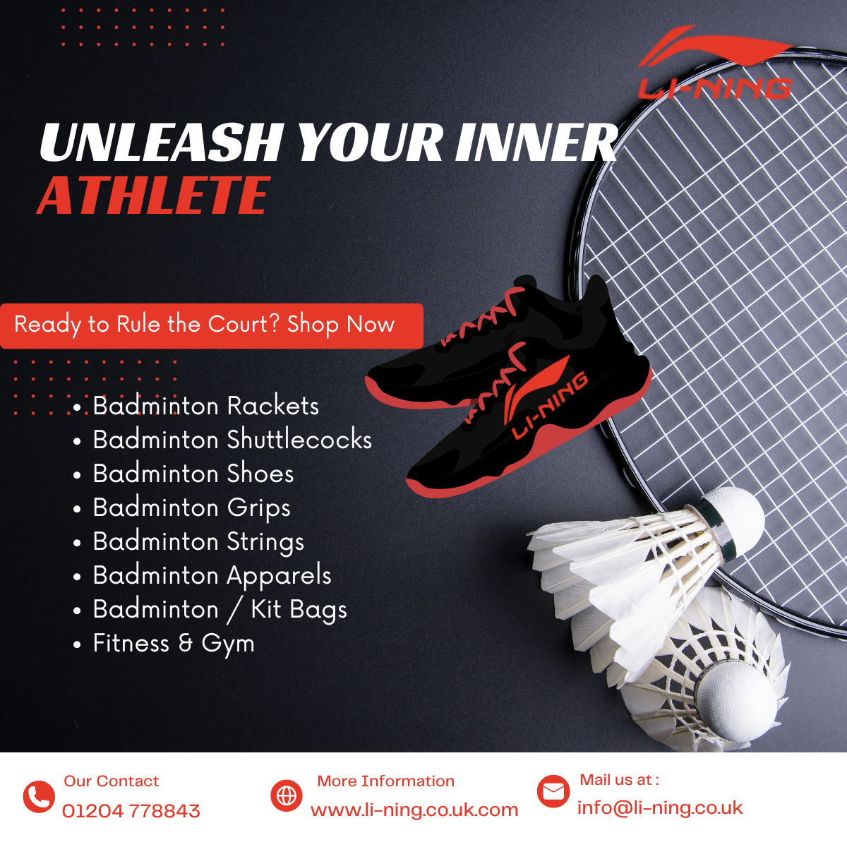 Li-Ning UK | Badminton Rackets, Shoes, Shuttlecocks &