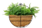 Hanging Artificial Wide Leaf Buxus Flowering Basket 18