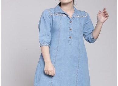 plusS-Women-Blue-Solid-A-Line-Dress