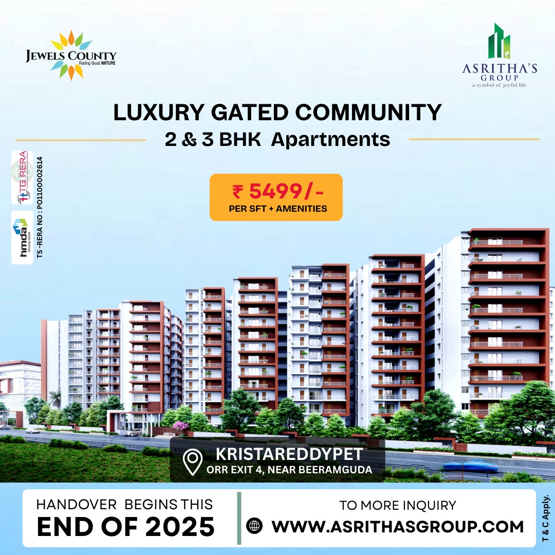 Flats for sale in Jewel county beeramguda Hyderabad