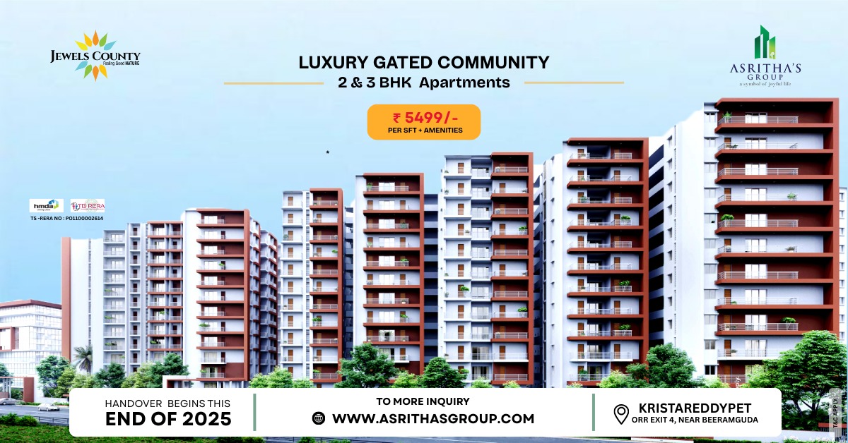 Flats for sale in Jewel county beeramguda Hyderabad