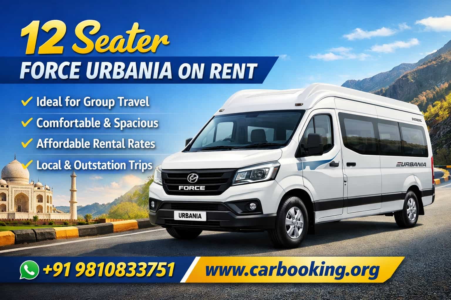 Luxury 12 Seater Force Urbania Available on Rent