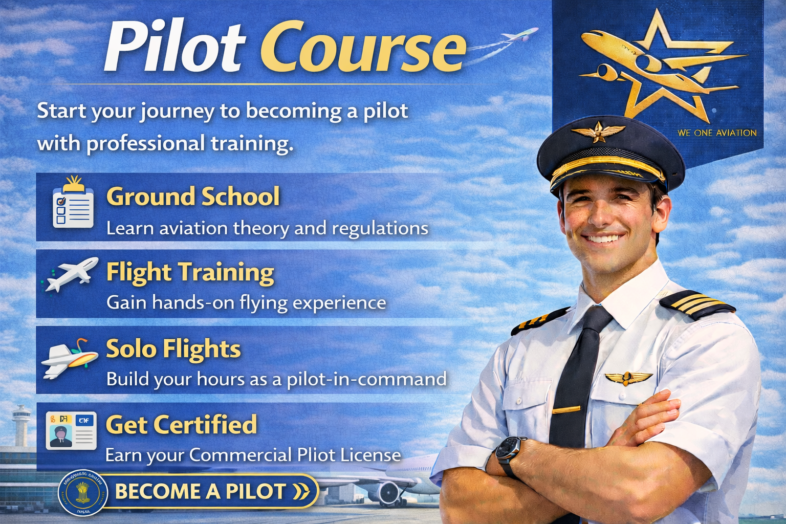 Pilot Course for Commercial Aviation Career